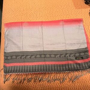 Cambodian Silk Scarf with Angkor Wat, Lotus and elephants~ 100% Cambodian Silk